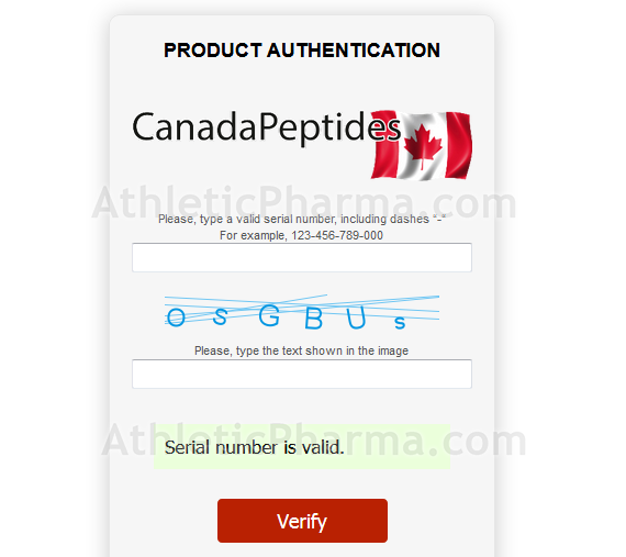 Проверка Thymosin Beta 4 (Canada Peptides) по верификационному коду